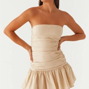 Peppermayo Cream Strapless Dress
